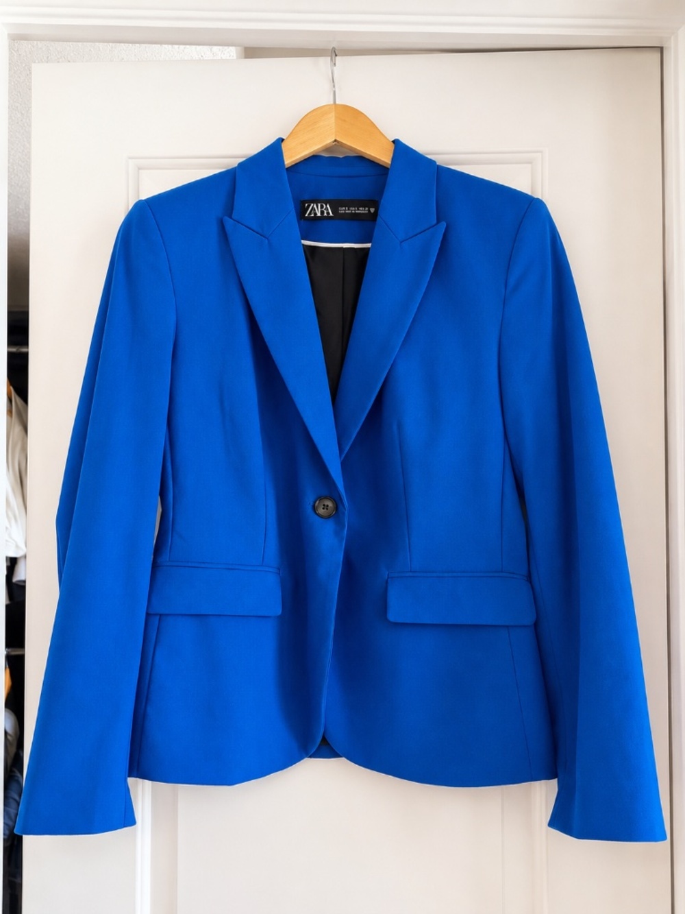Zara Royal Blue Tailored Blazer One-Button Career Jacket
